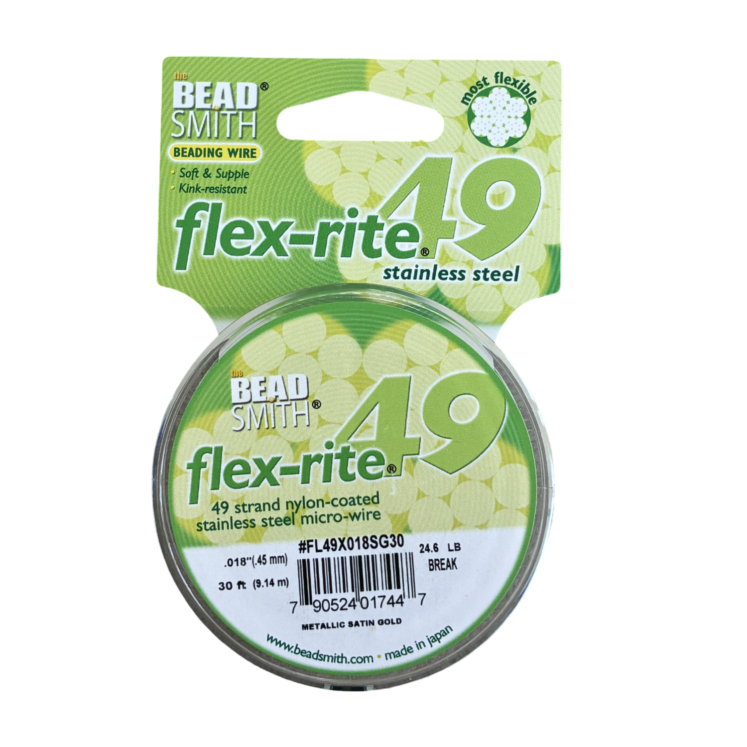 .024 Metallic Gold 49 Strand Flex-rite by The Bead Smith 30 feet