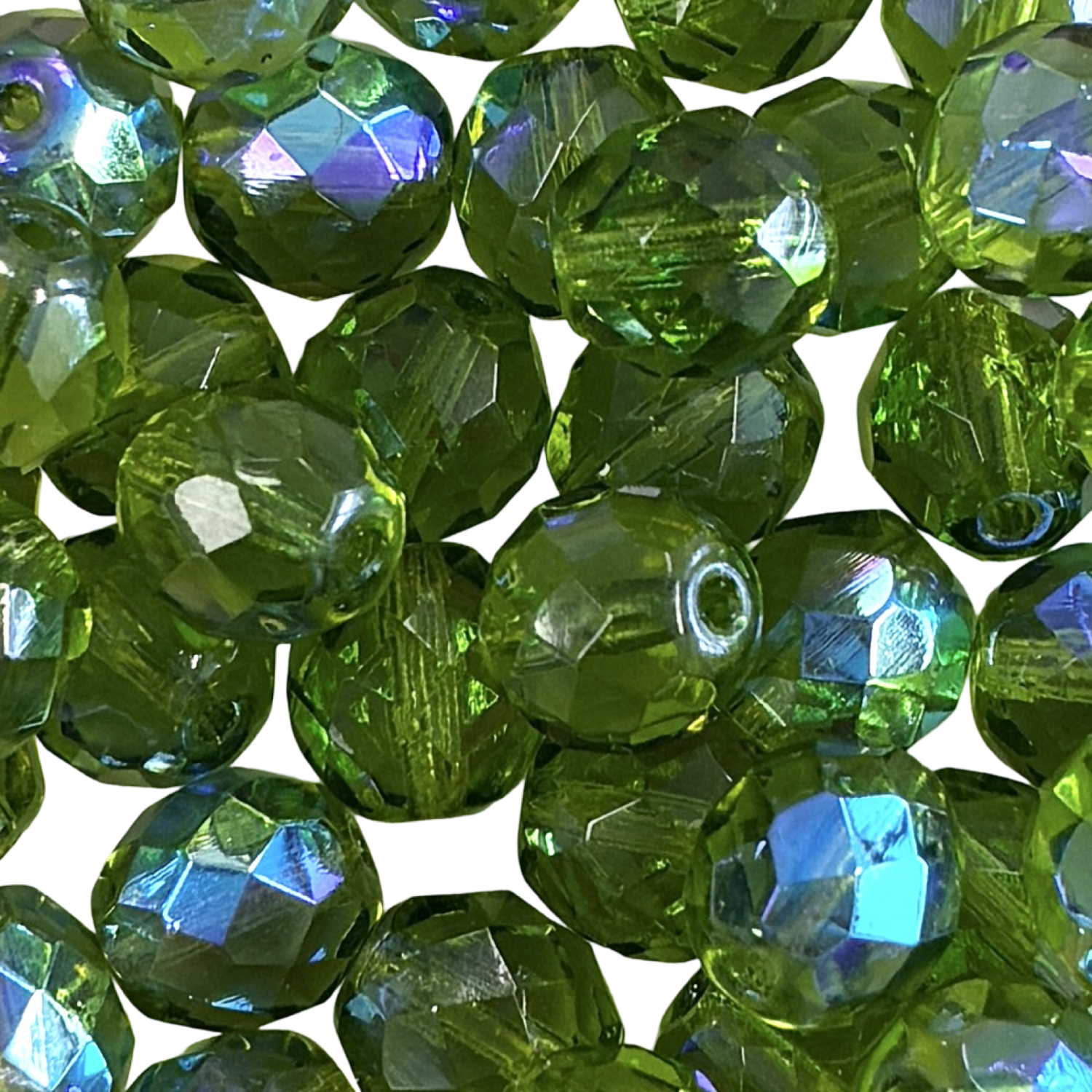 10MM Olivine AB Fire Polish Ball