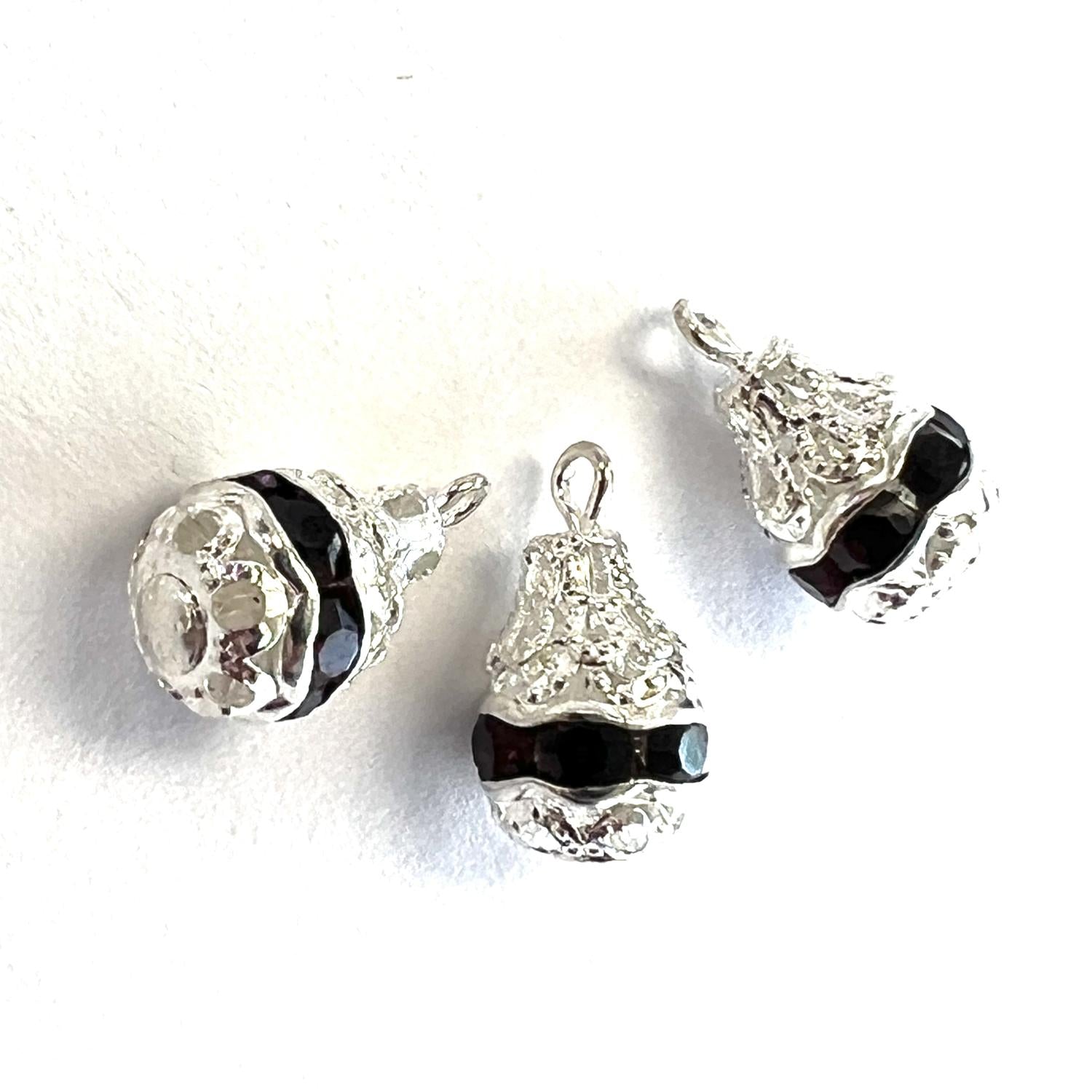 12x8MM Silver Plate Filigree Tear With Amethyst Swarovski Rhinestones