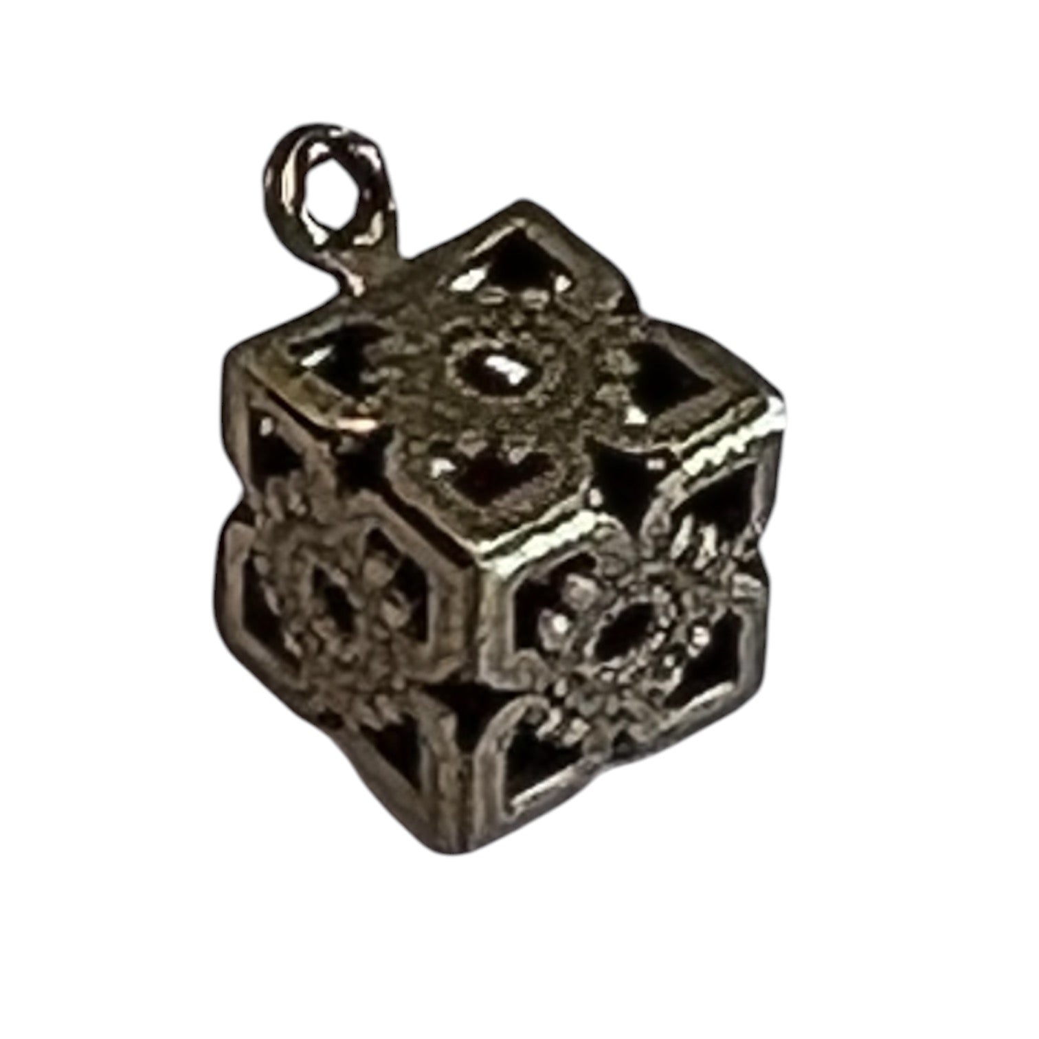 Antique Brass 8MM Filigree Cube