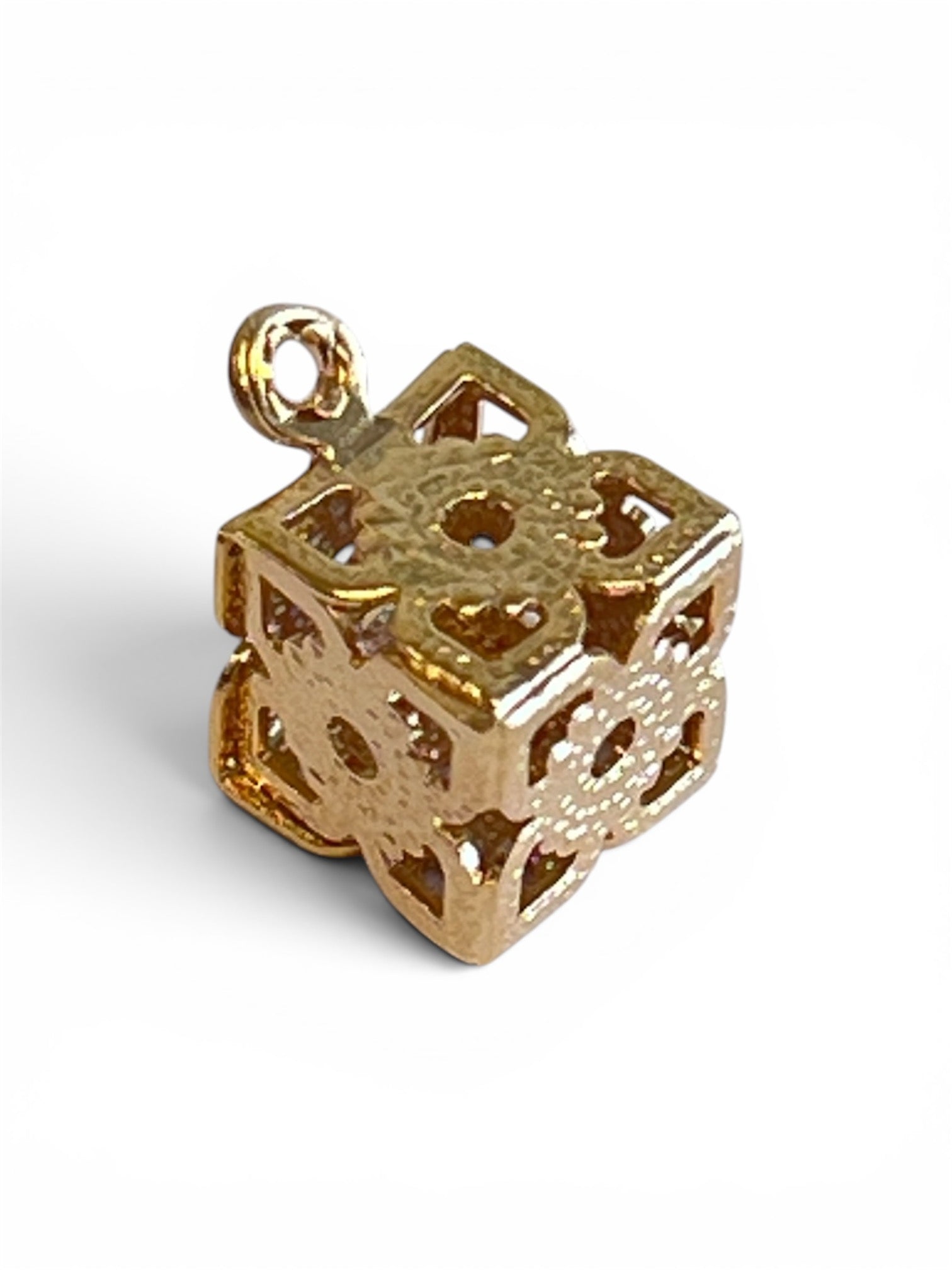 Gold Plate 8MM Filigree Cube