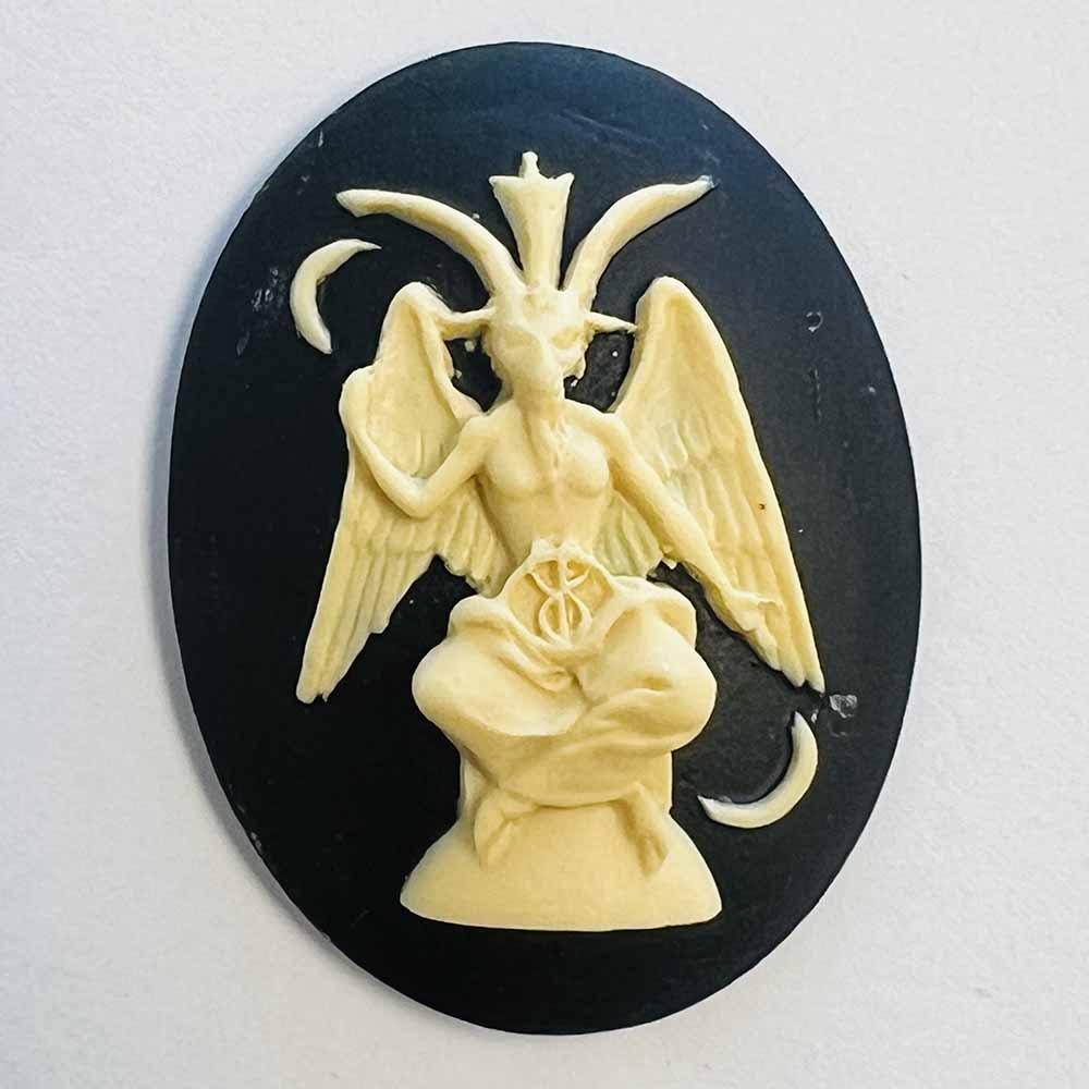 40x30MM Black Cabochon With Ivory Baphomet Cameo