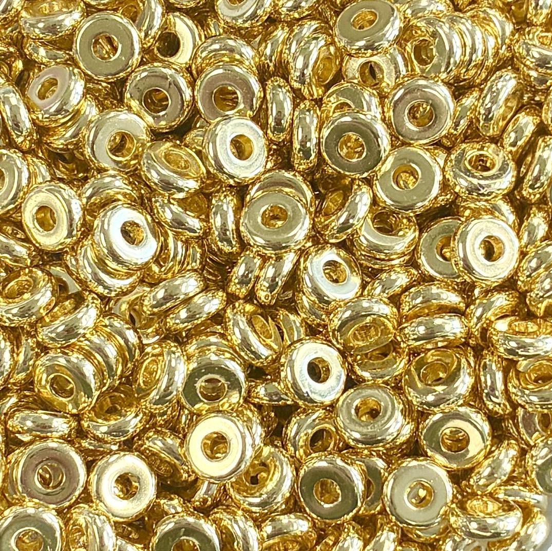 6x2MM Gold Plate Heishi Disk Spacer With 1.6MM Hole