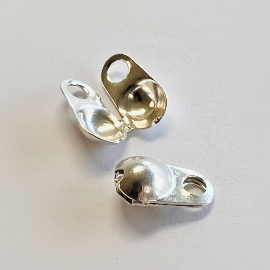 Nickel Silver Plate 2.5MM Fold Over Knot Cover or Ball Chain End Tip