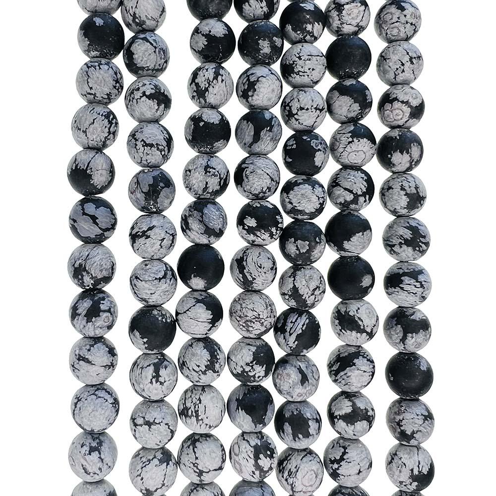 8MM Ball Matte Snowflake Obsidian