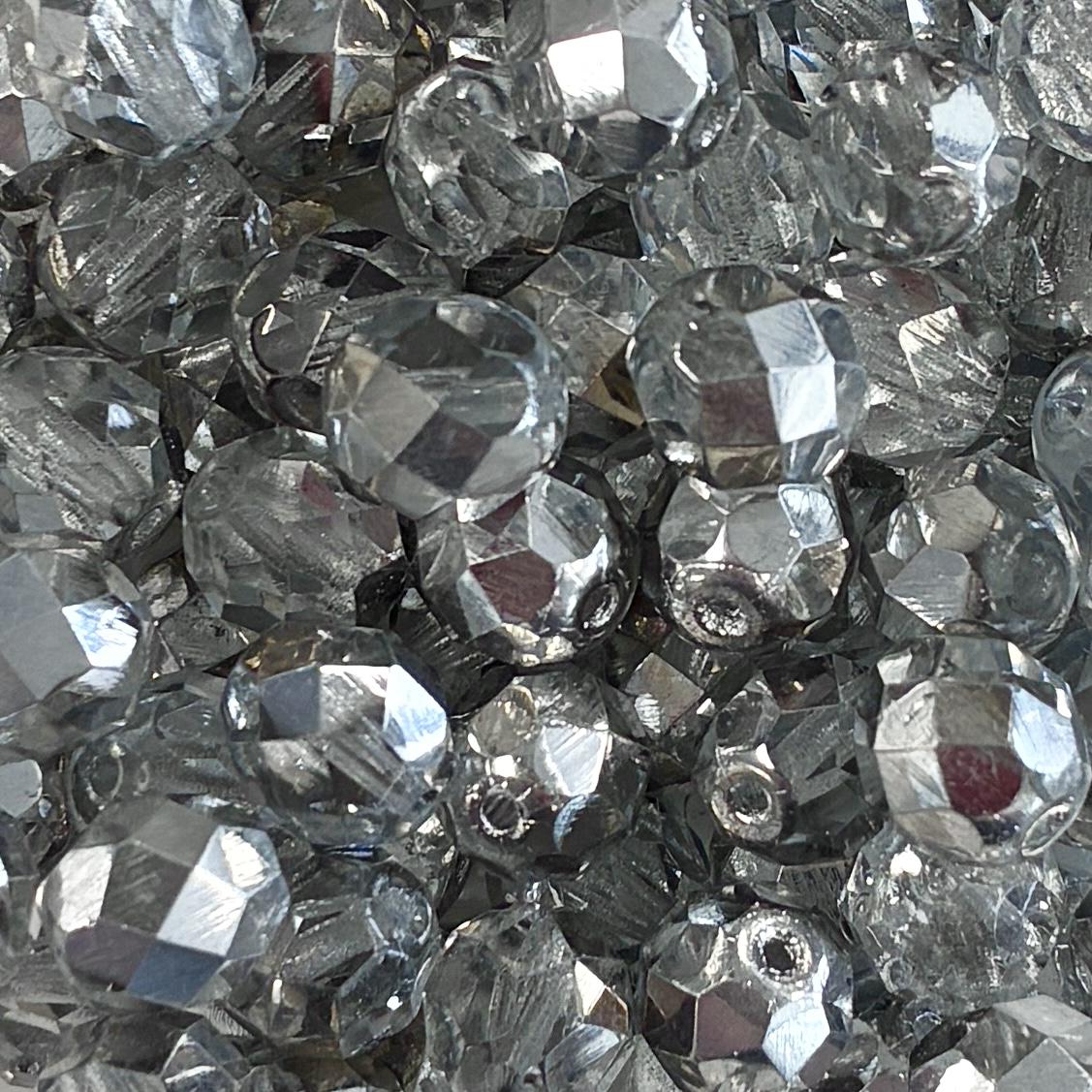 8MM Crystal With Half Silver Fire Polish Ball