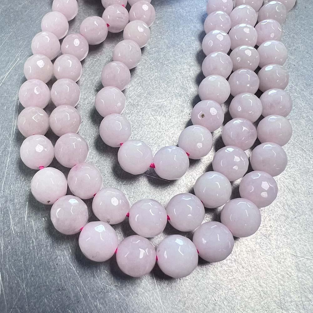 8MM Facetted Ball Rose Quartz Strand