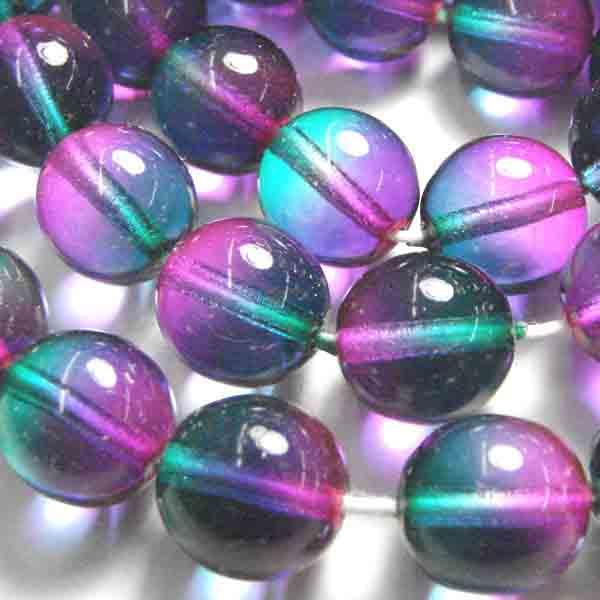 8MM Fuchsia and Emerald Two Tone Round Druk Ball