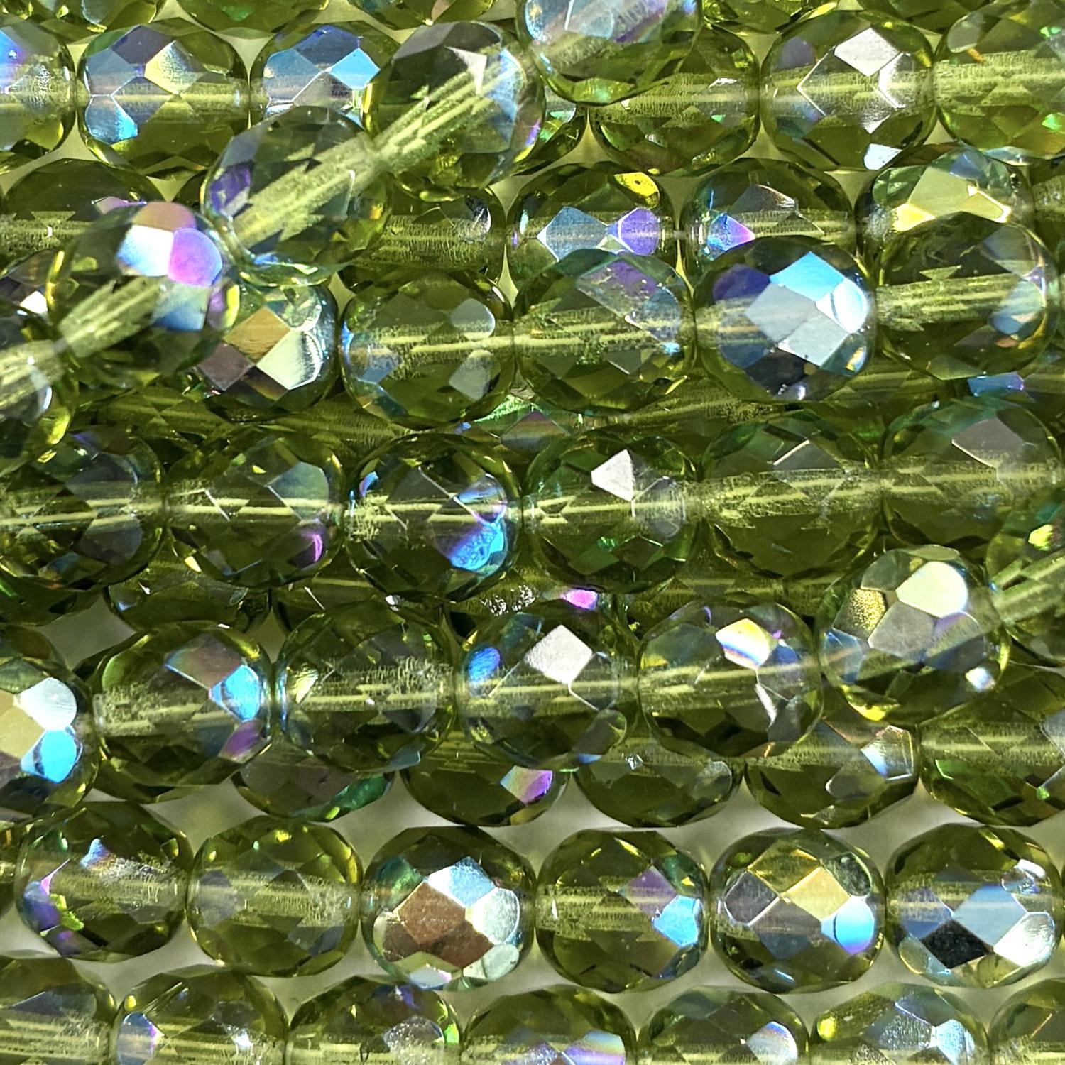 8MM Olivine AB Fire Polish Ball