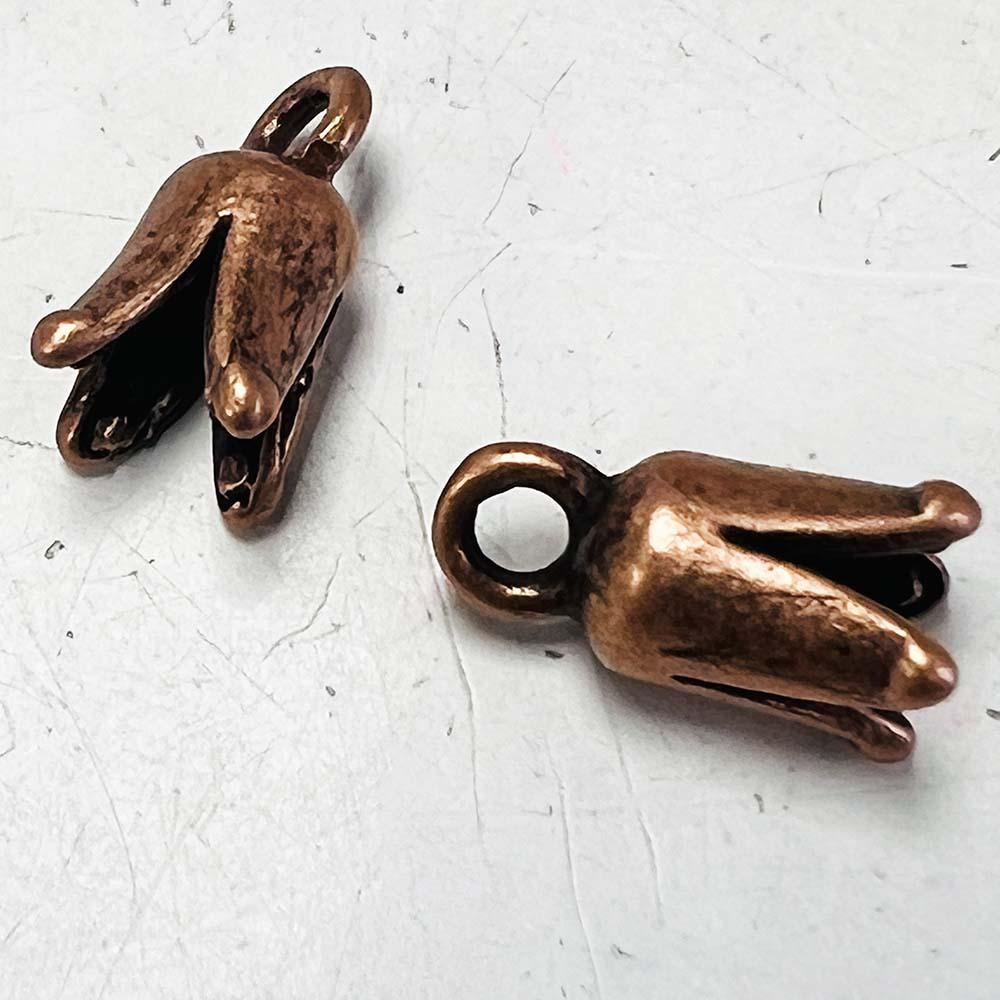 Antique Copper Plate 12x6MM Cord Crimp End