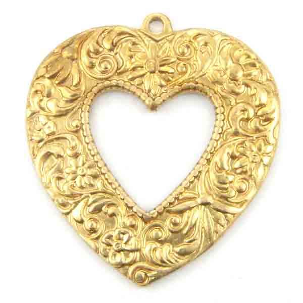Brass 21MM 21MM Openwork Floral Heart