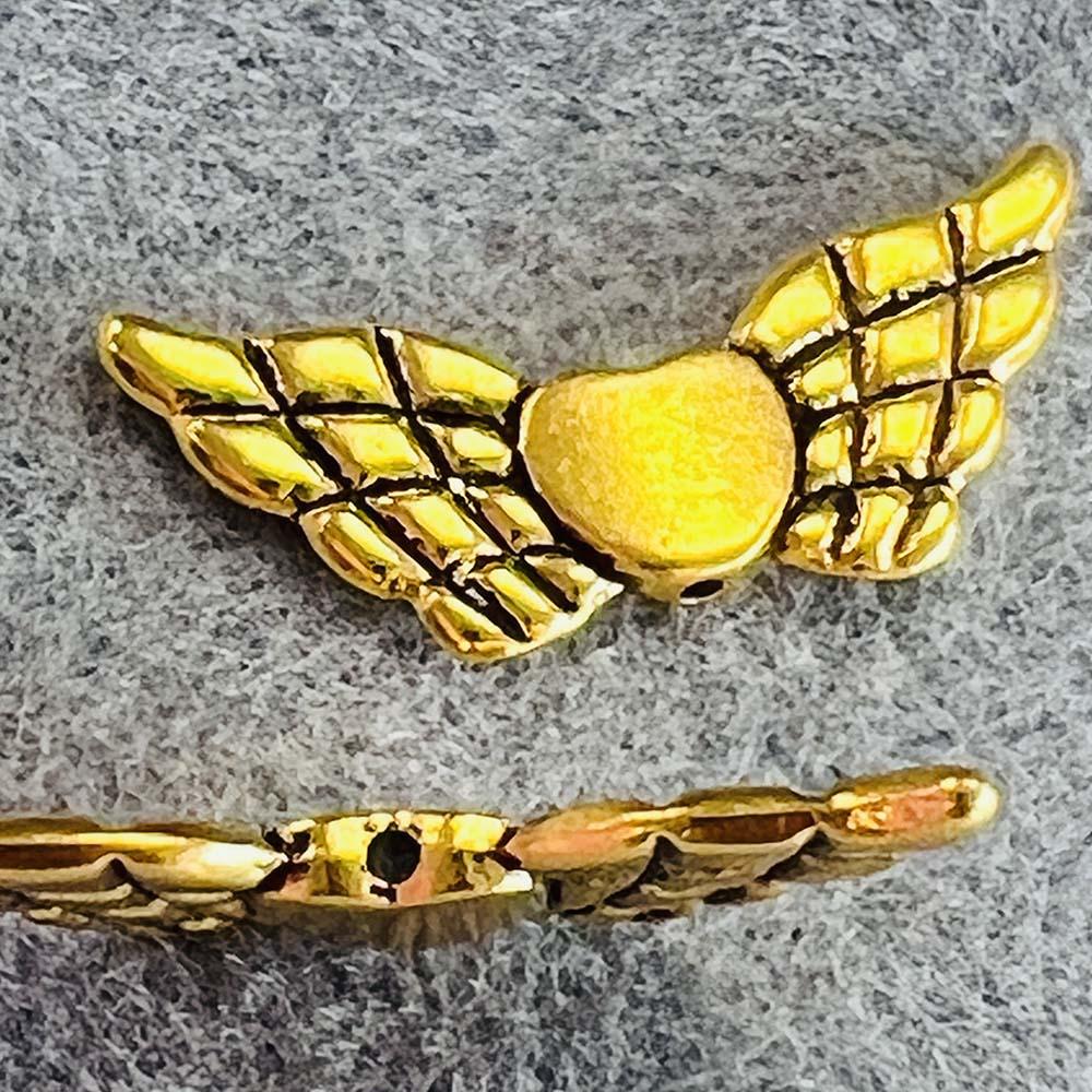 Antique Gold 40x19MM Winged Heart Bead
