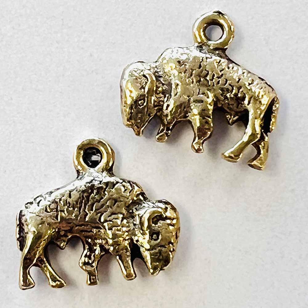Antique Gold Plate 14x15MM Bison Charm