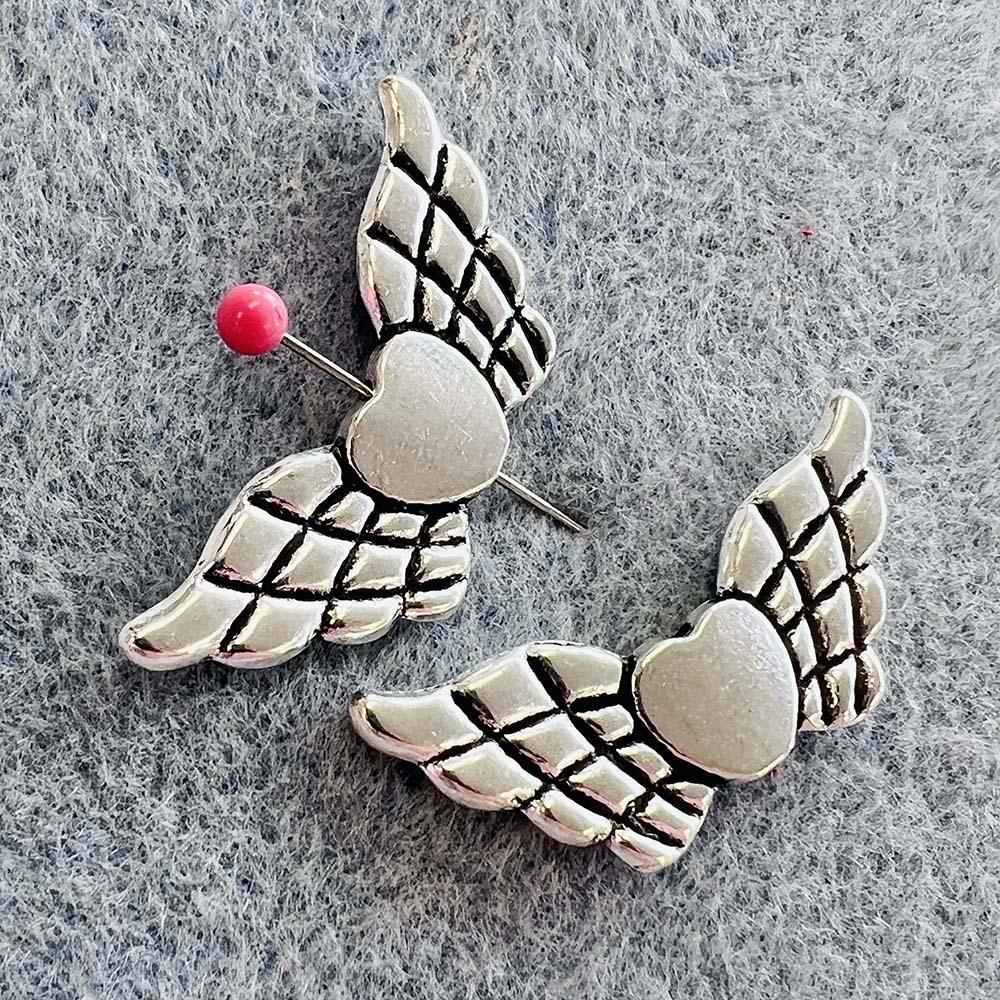 Antique Silver 40x19MM Winged Heart Bead