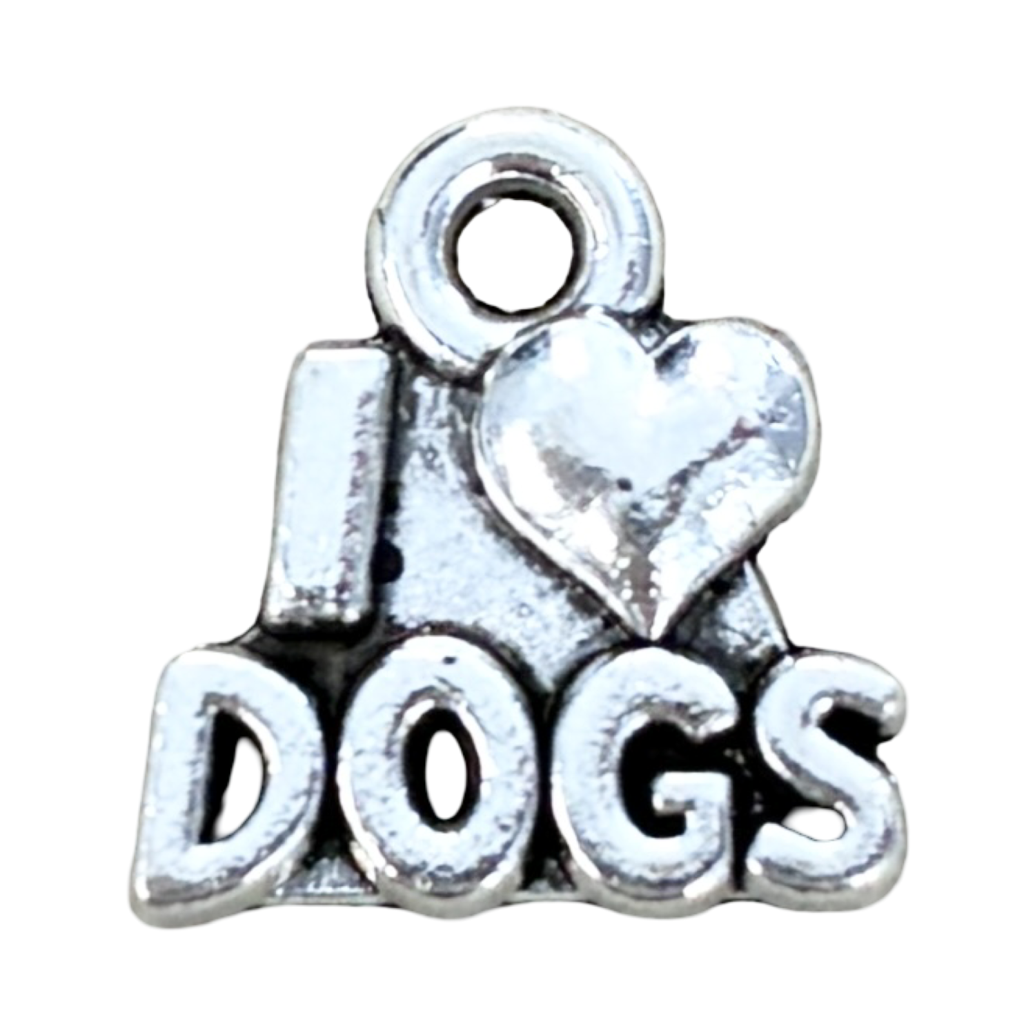 Antique Silver Plate 14x13MM I Heart Dogs Charm