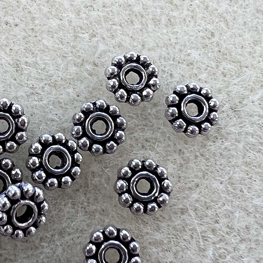 Antique Sterling Silver 4MM Rondelle Daisy Heishi Spacer