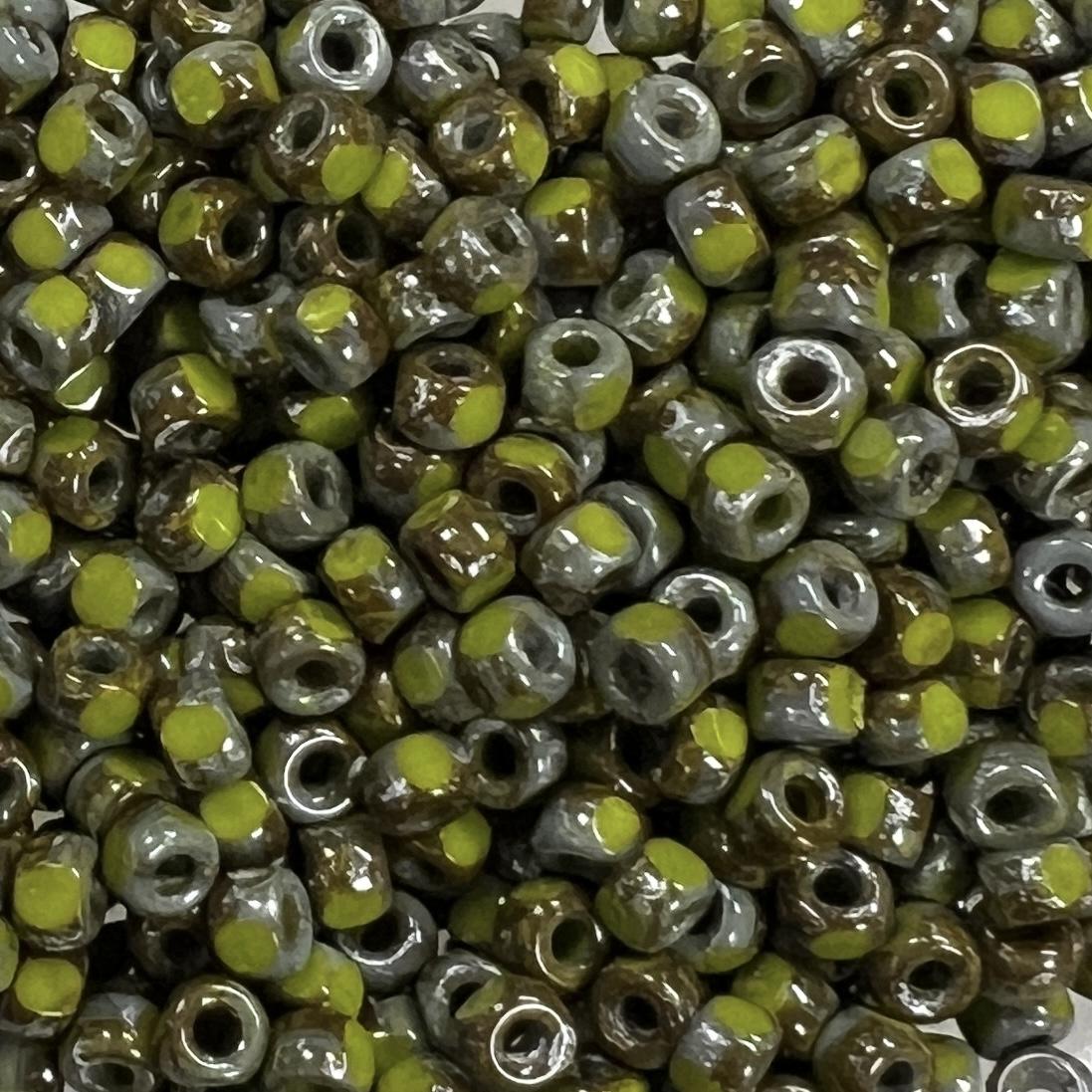 Avocado Picasso 6/0 Cut Matubo Seed Bead