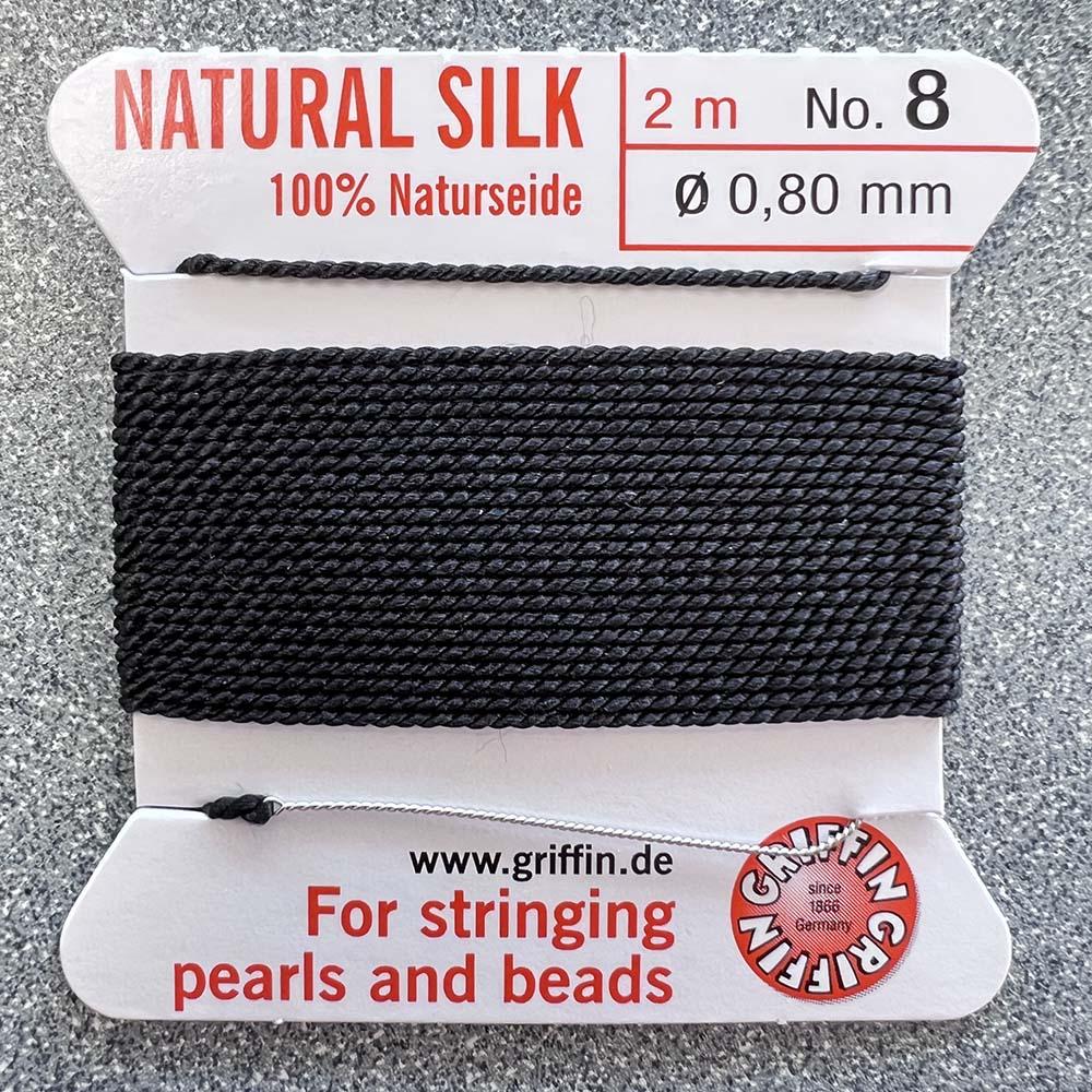 Black Size 8 (.8MM) Griffin Silk Bead Cord With Flex Needle