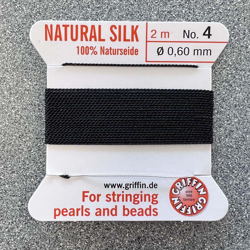 Black Sz 4 (.6MM) Griffin Silk Bead Cord With Flex Needle