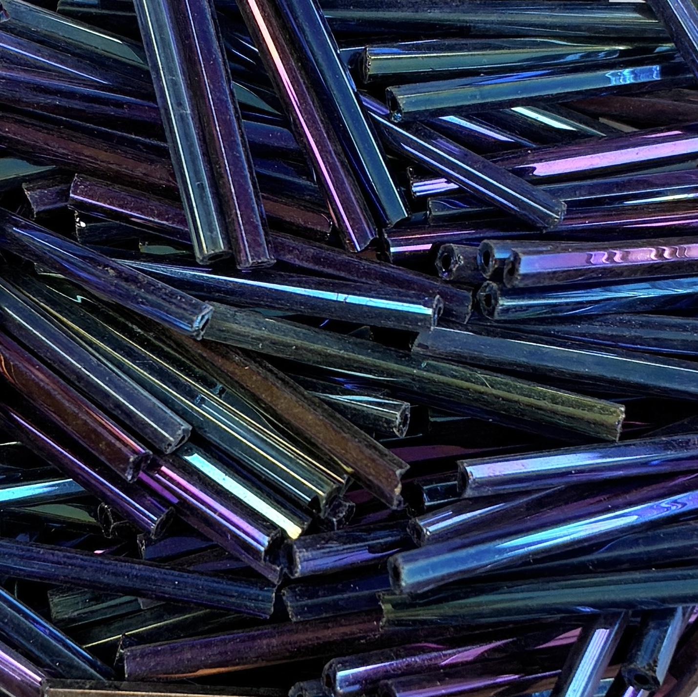 Blue Iris 25x2MM Faceted Bugle