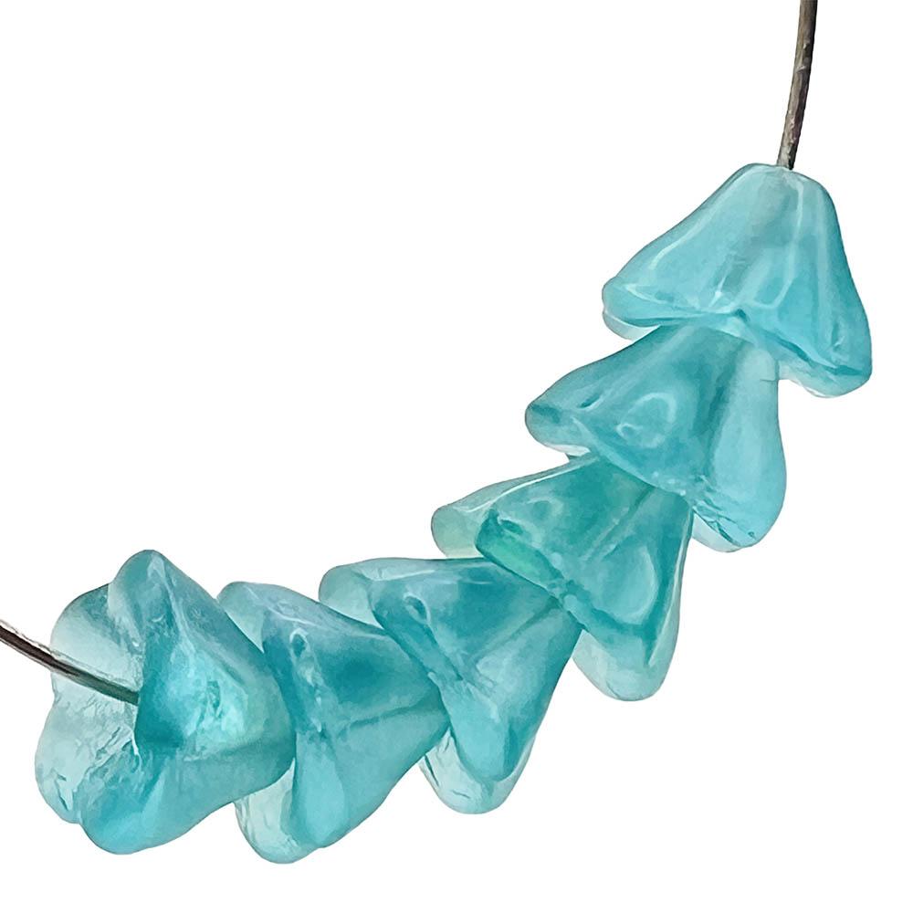 Blue Zircon Matte AB 8x6MM Bell Flower