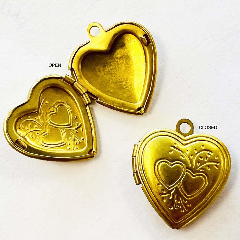 Brass 22x20MM Heart Shaped Locket With Heart Detail