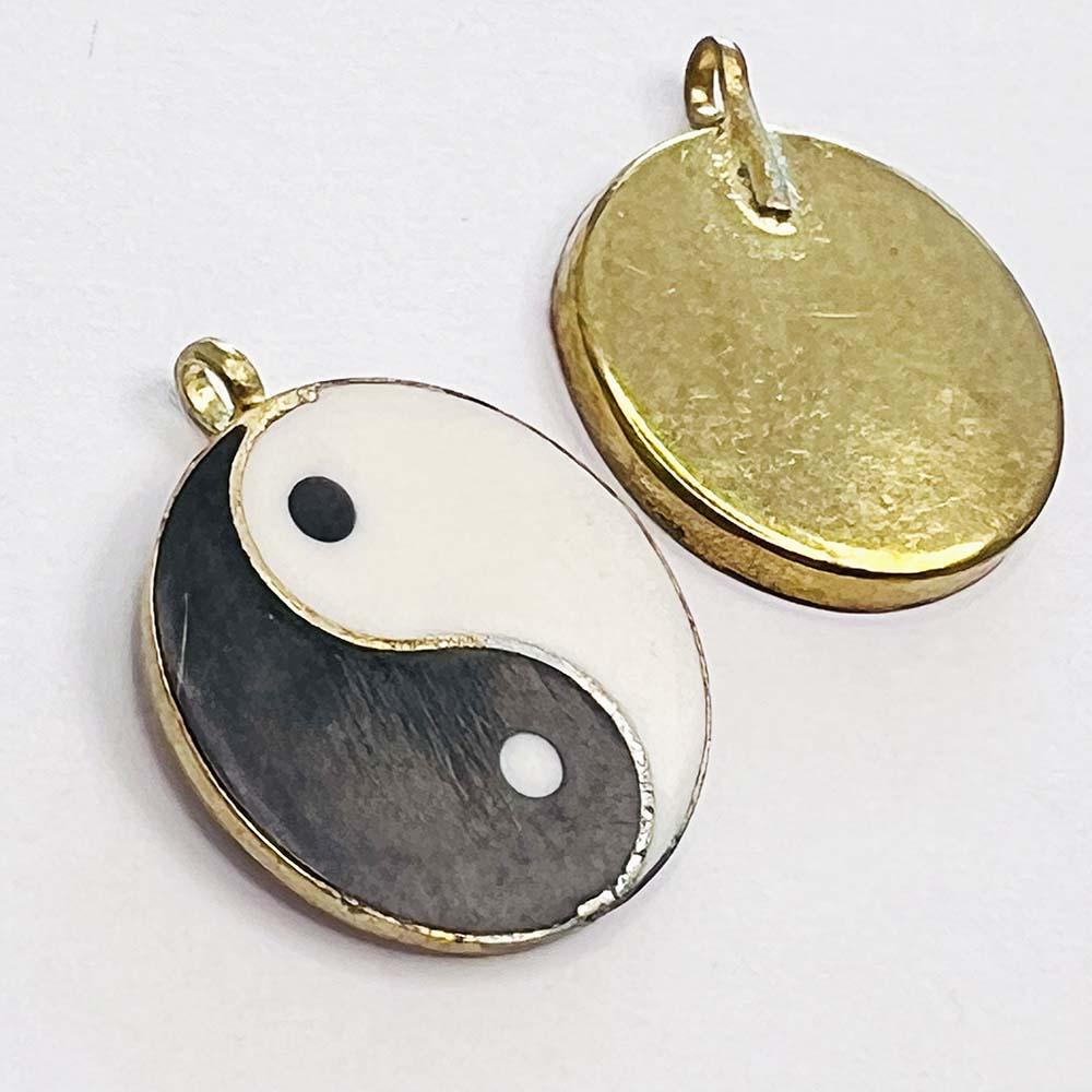 Brass With Bone Yin Yang Pendant 29x25MM
