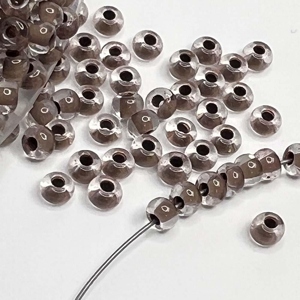 Brown Lined Crystal Czech 6/0 Seed Bead