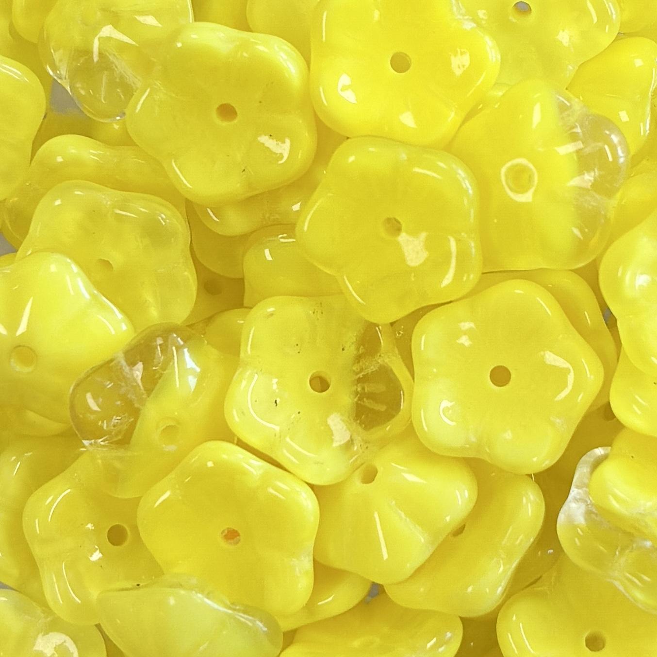 Crystal/Yellow 9X4MM 3-D Flower Blossom