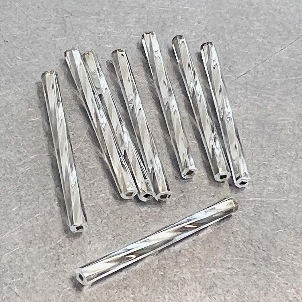 Crystal Silver Lined 35MM Twisted Bugle