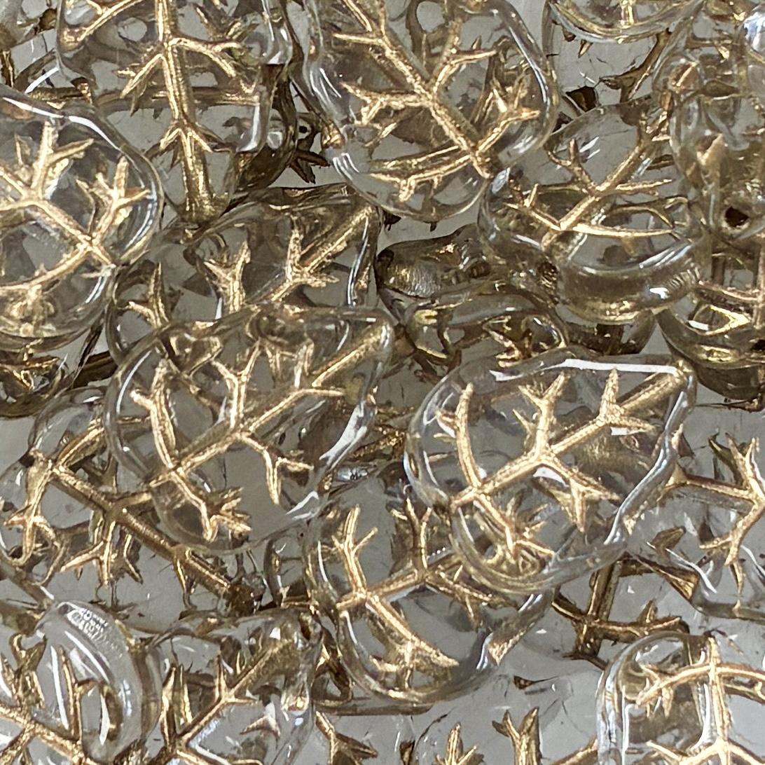 Crystal with Gold 15X12MM Leaf