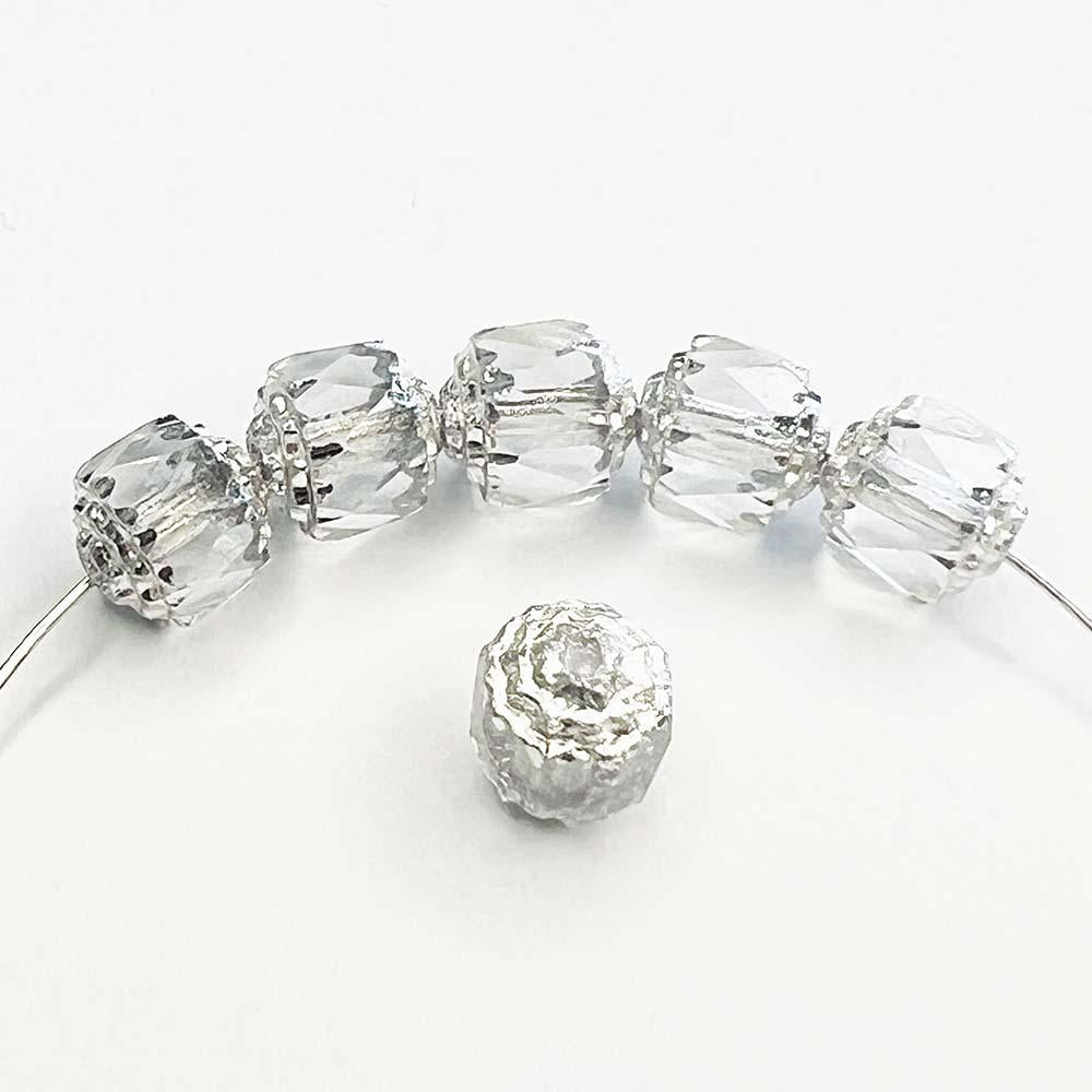 Crystal with Silver 8MM Cathedral Bead