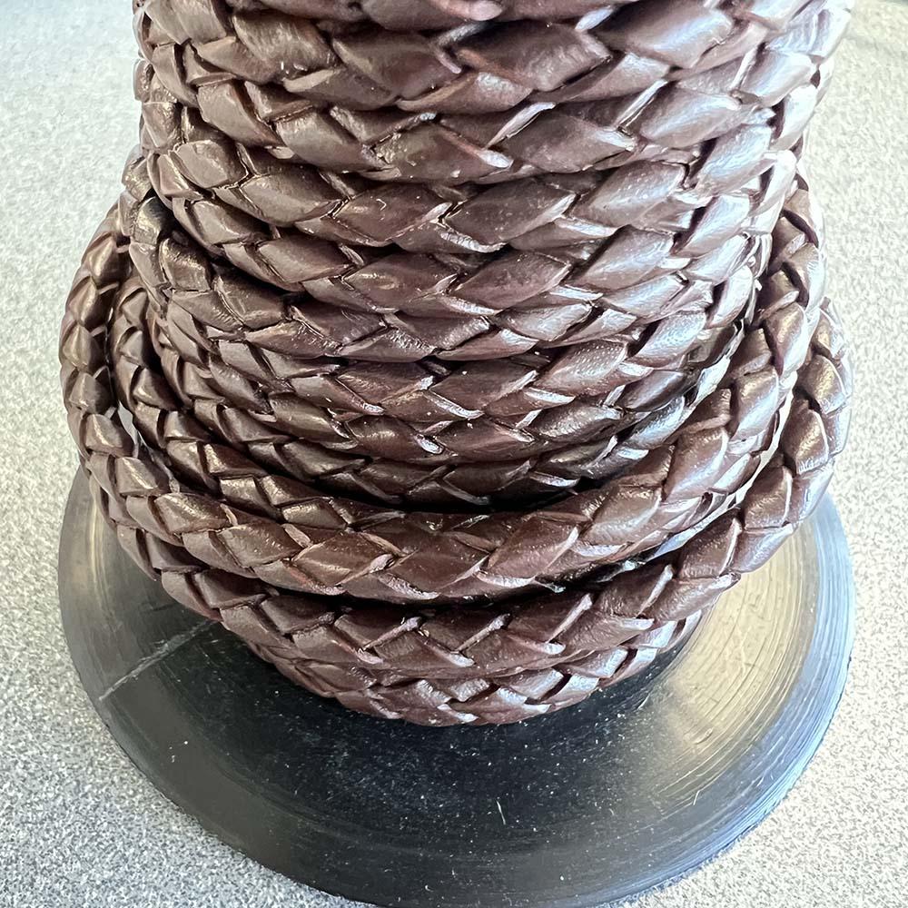 Dark Brown 5MM Braided Leather Bola Style Cord