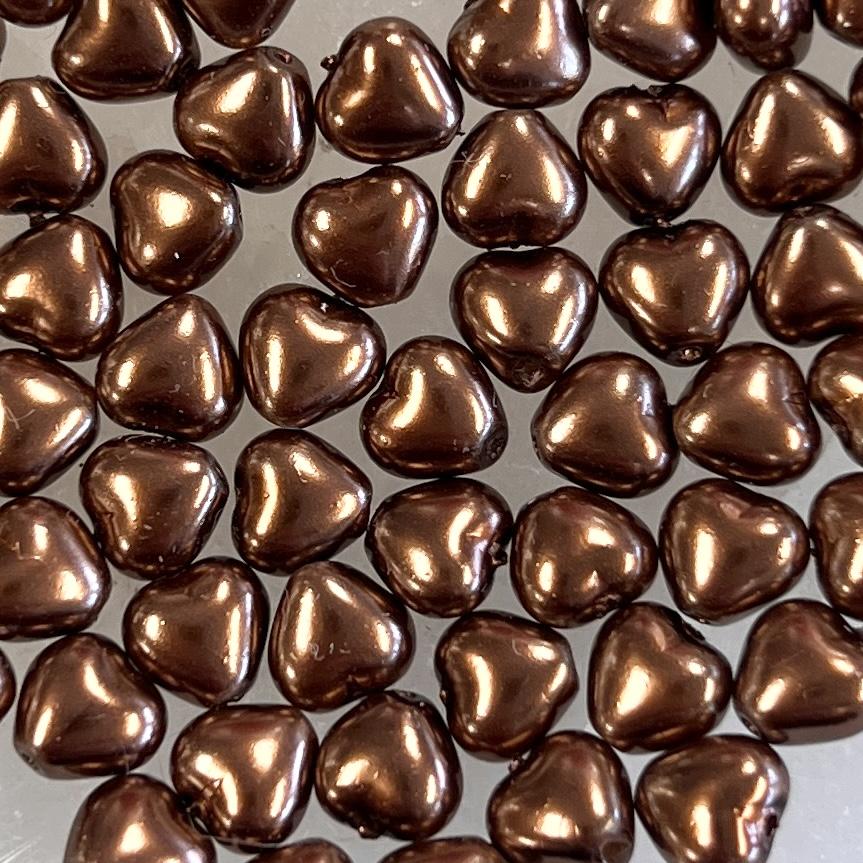 Dark Brown 6MM Pearlized Heart