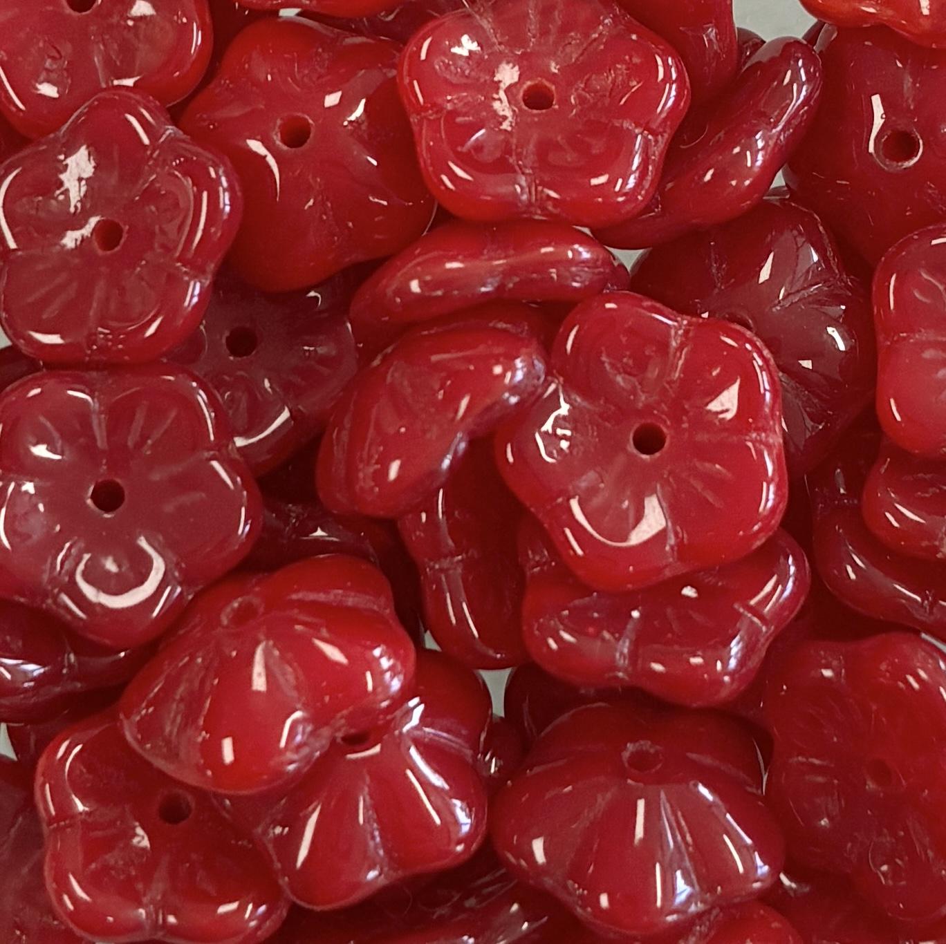 Dark Red 9X4MM 3-D Flower Blossom