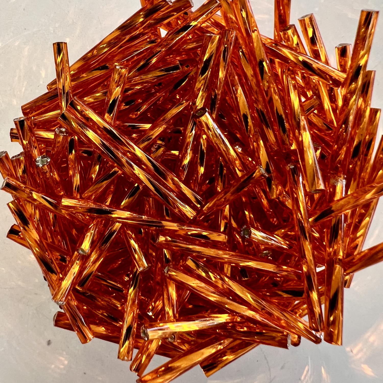 Hyacinth Orange Silver Lined 25MM Twisted Bugle