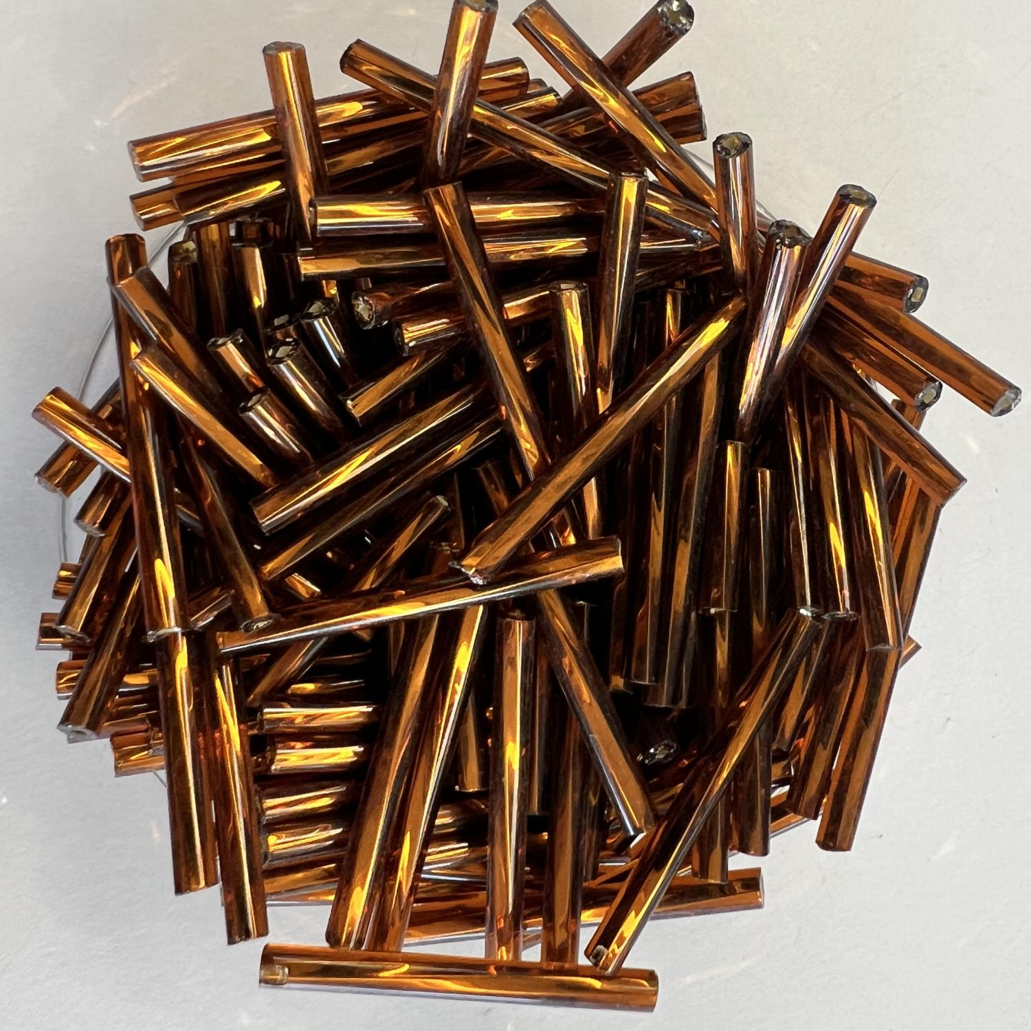 Dark Topaz Silver Lined 25MM Twisted Bugle