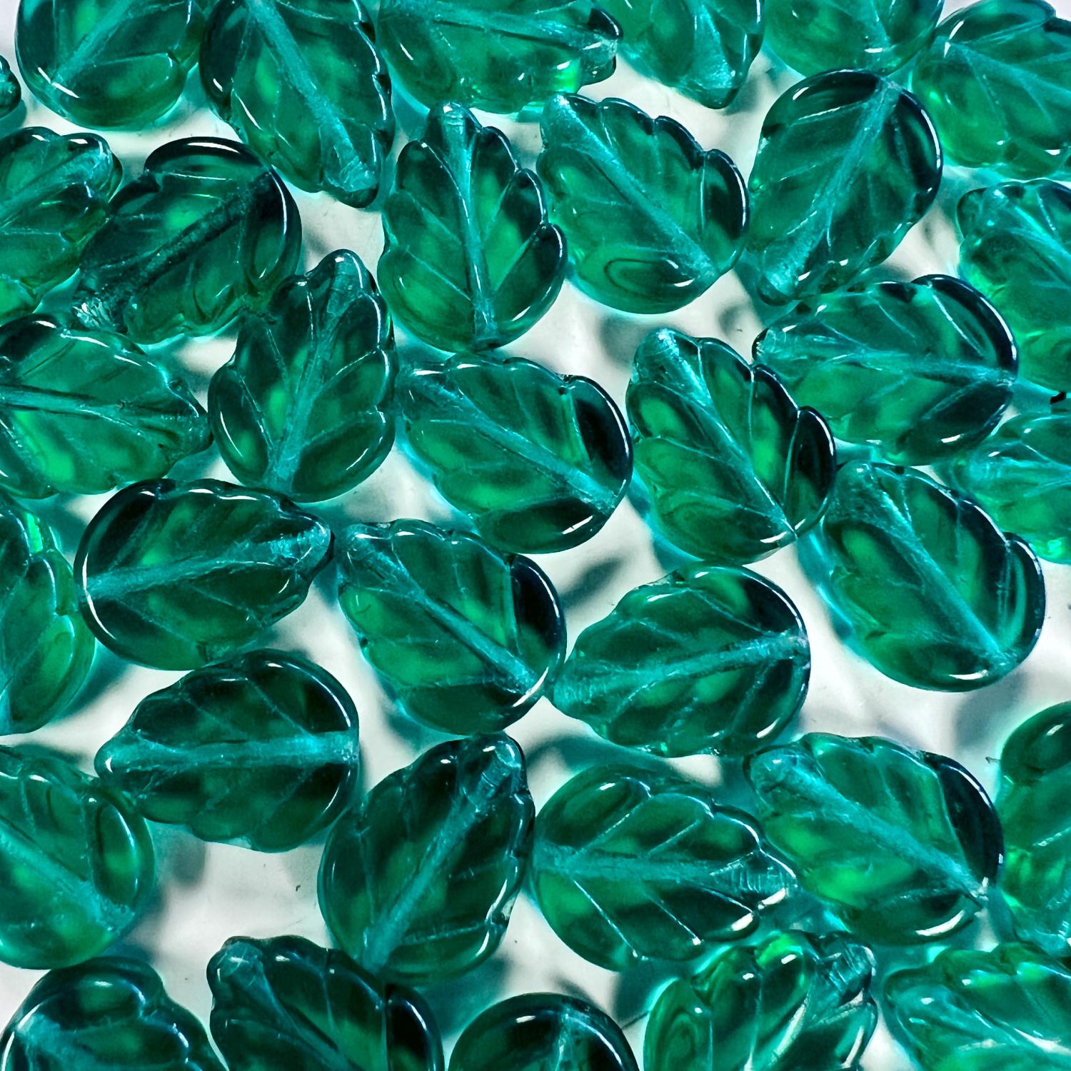Emerald 11x9MM Leaf Bead