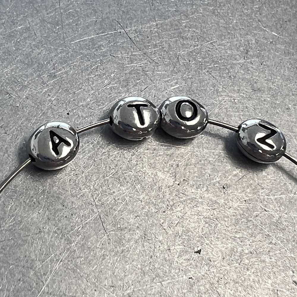 F Antique Silver Plate 7x6MM Letter Bead