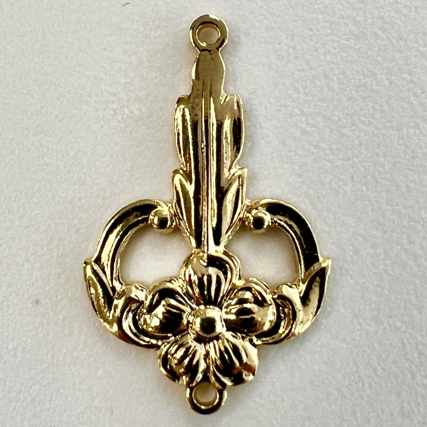 Gold Plate 21x15MM Floral Connector Stamping
