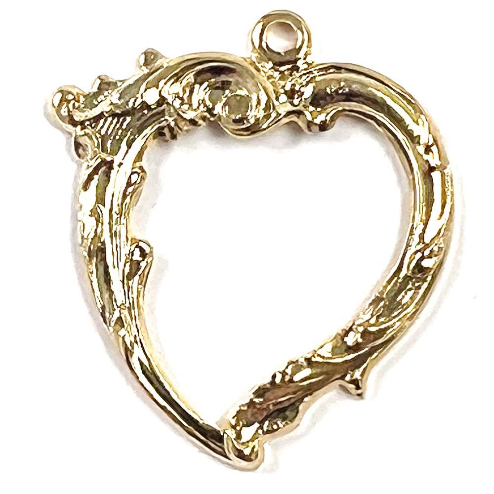 Gold Plate 27x24MM Ornate Heart Stamping