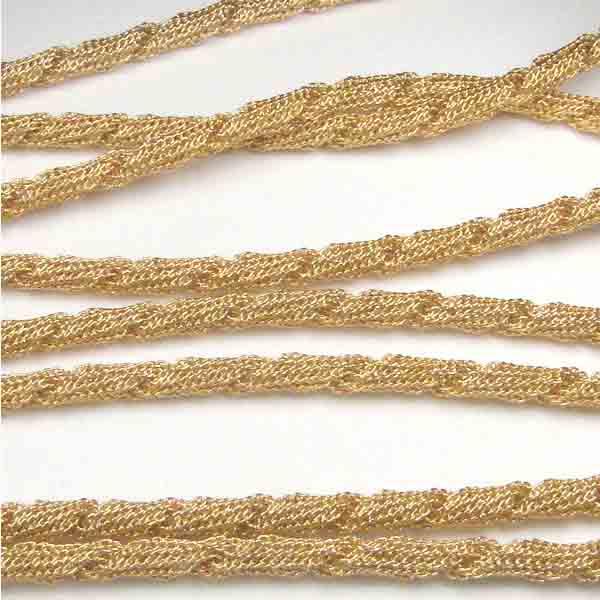 Gold Plate 42 Inch 4MM Twisted Mesh Necklace Chain