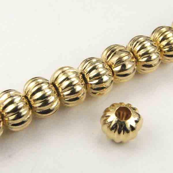 Gold Plate 4x6MM Corrugated Rondelle