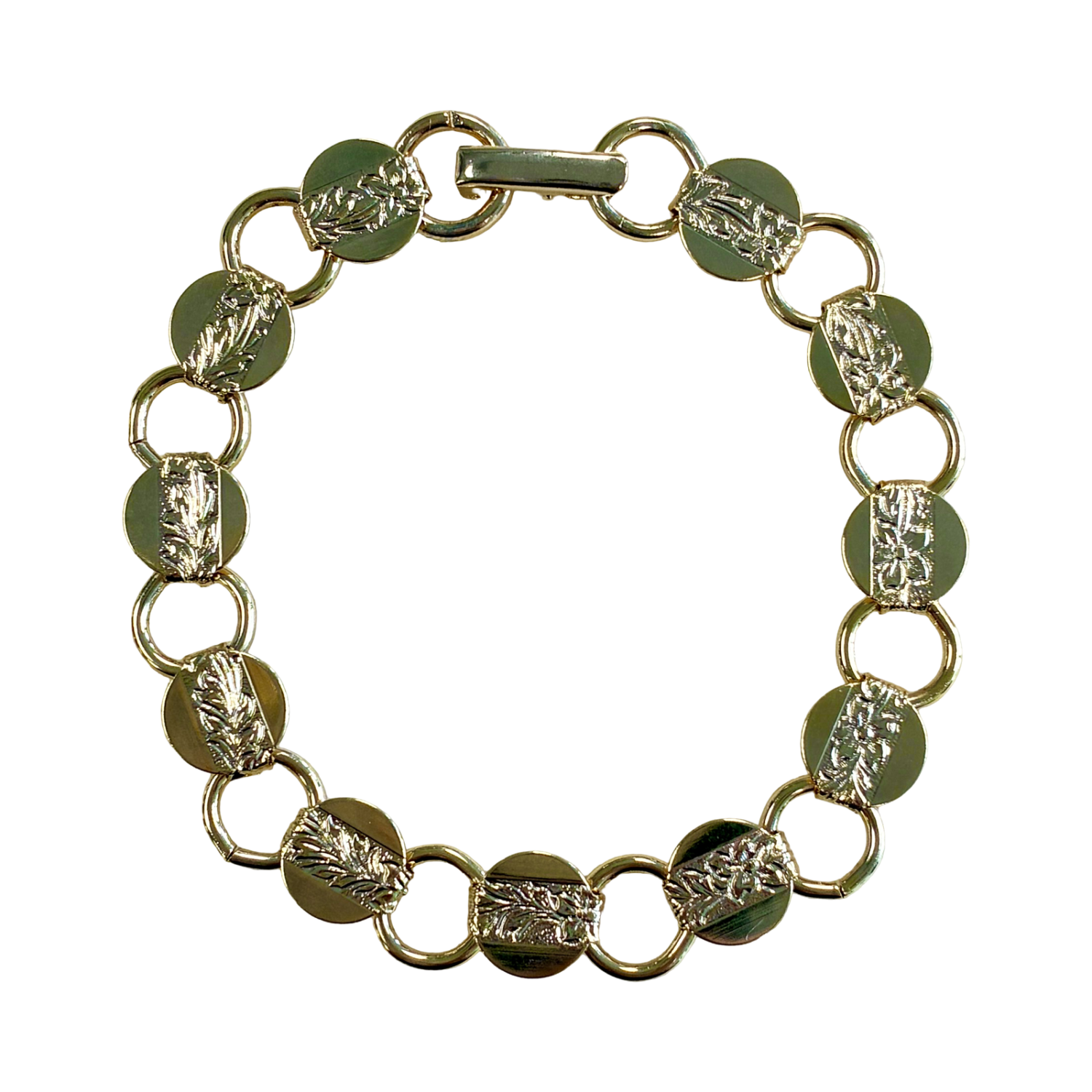Gold Plate 9MM Round Chain 7 Inch Bracelet