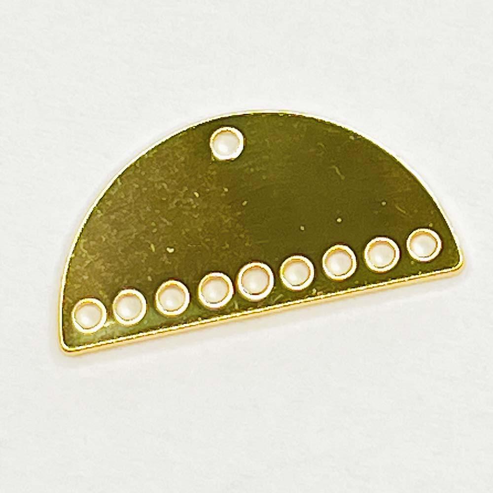 Gold Plate 9 Hole Half Round Chandelier Connector 21MM x 11MM