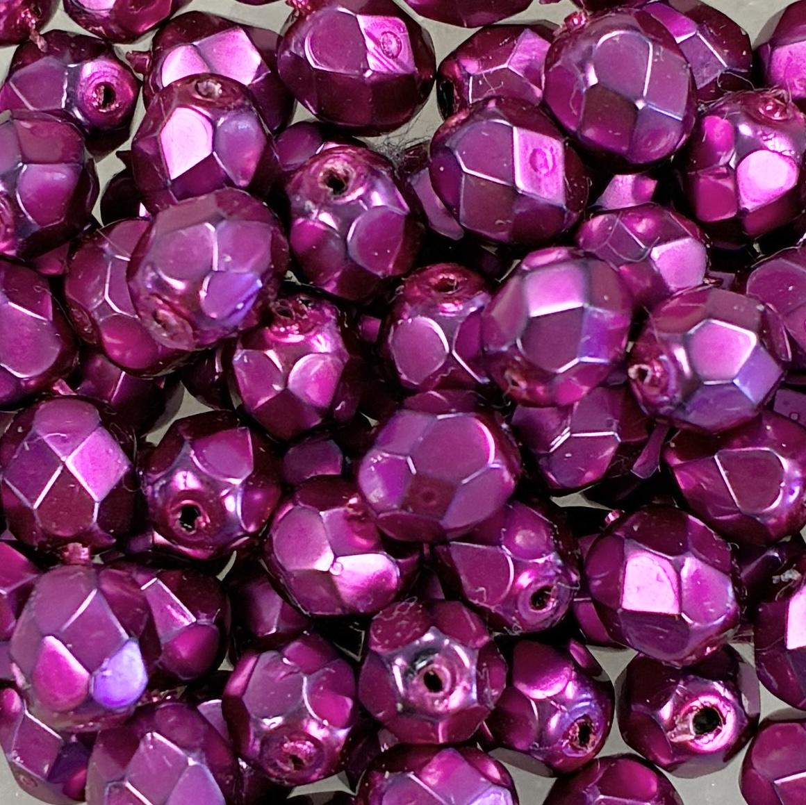 Hot Pink Pearl 6MM Fire Polish Ball
