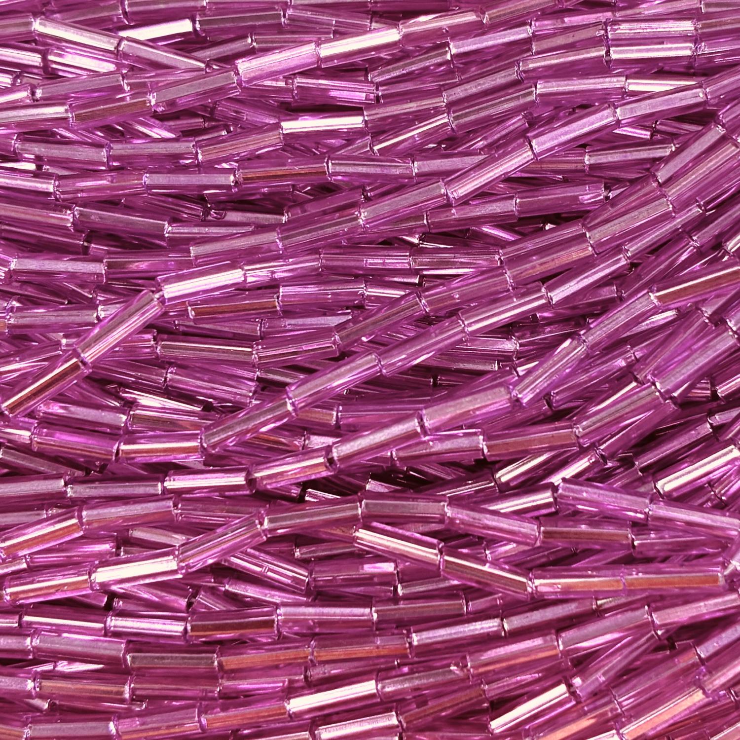 Hot Pink Silver Lined Bugle Size 3 (6MM)
