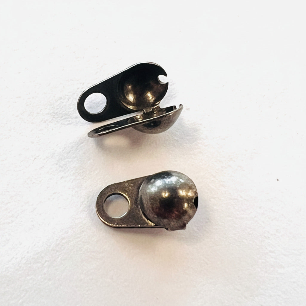 Gunmetal 2.5MM Fold Over Knot Cover or Ball Chain End Tip