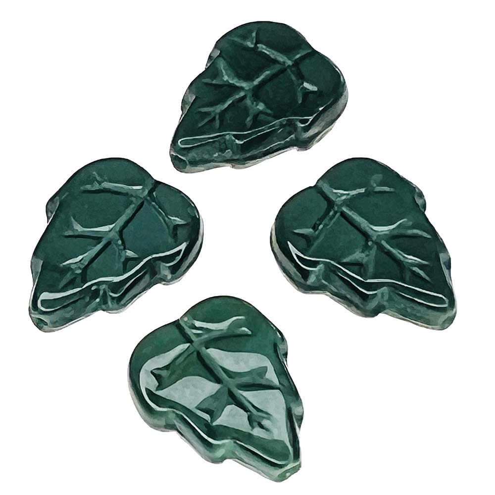 Forest Green Satin 12x10MM Veined Leaf