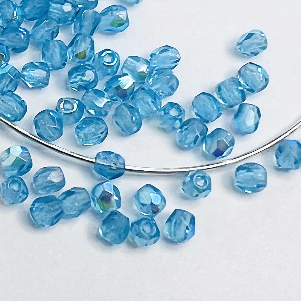 3MM Aqua AB Fire Polish Ball